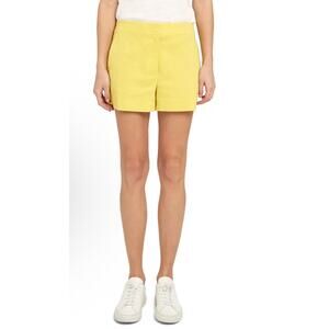 Theory Linen Blend Mini Shorts Eco Crunch Wash Yellow 4